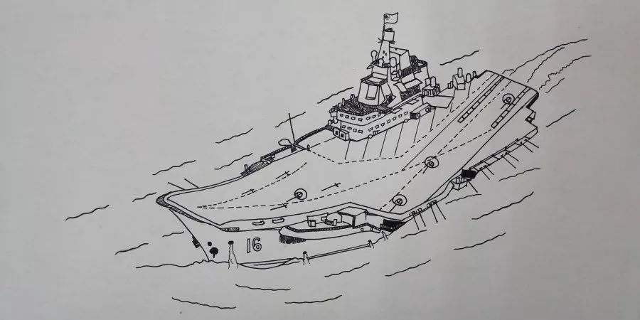 航母山东舰简笔画，探索军事艺术的新领域，航母山东舰简笔画，军事艺术的新领域探索